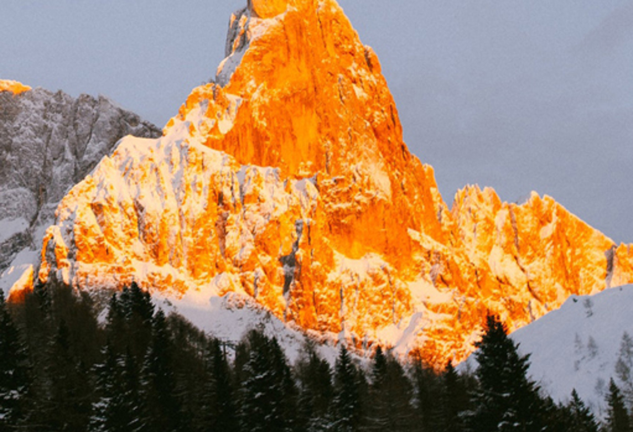 Light on the side of a mountain