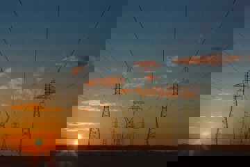 Electricity Grid At Sunset