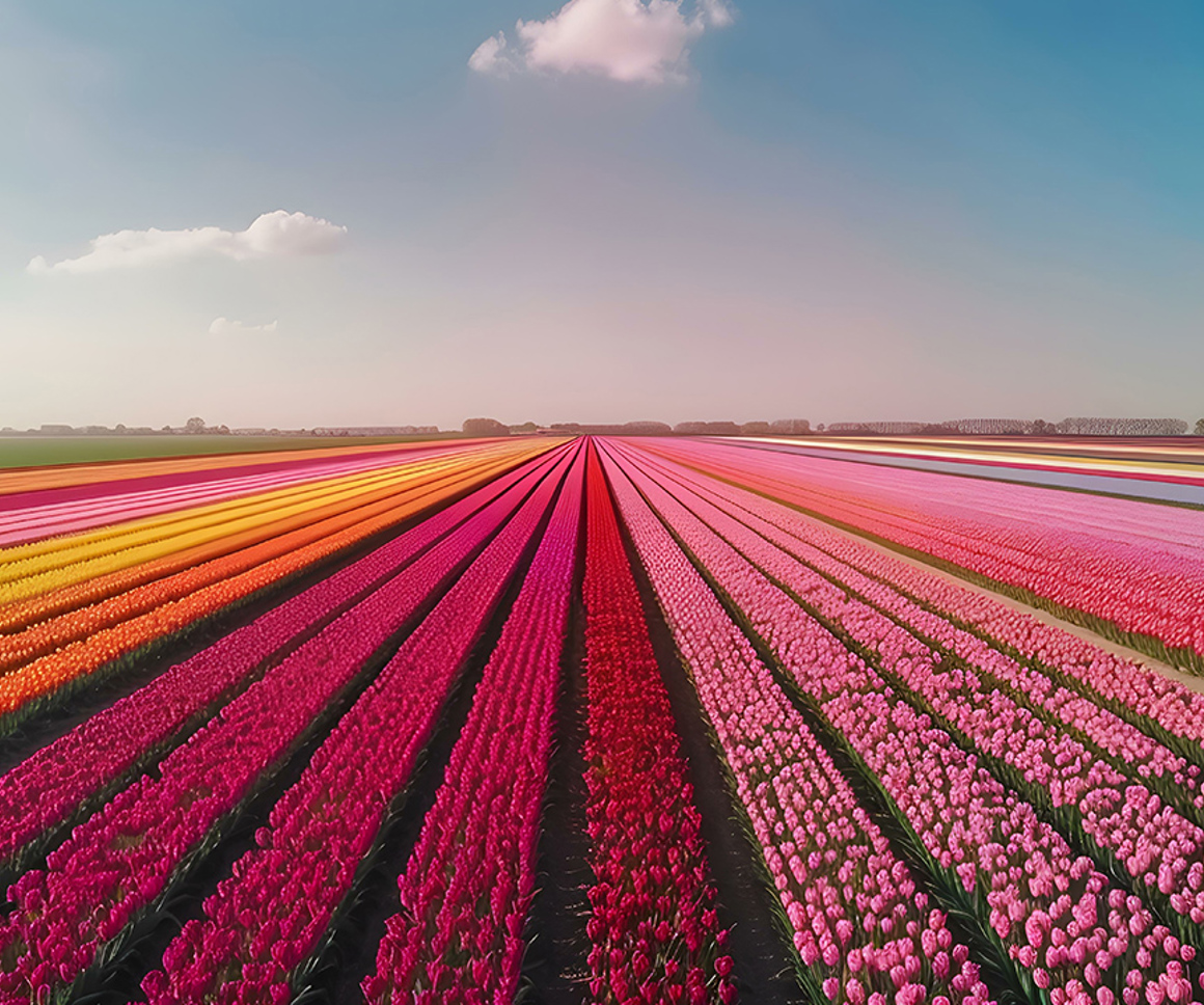 Field of flowers at sunset