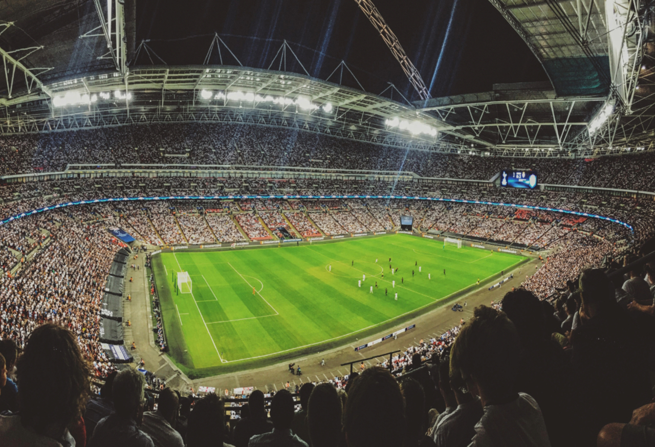 Football stadium during a game