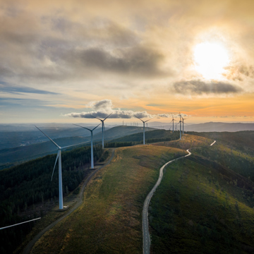 Wind turbines on a hill