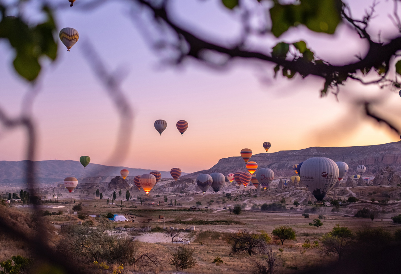 Hot air balloons flying