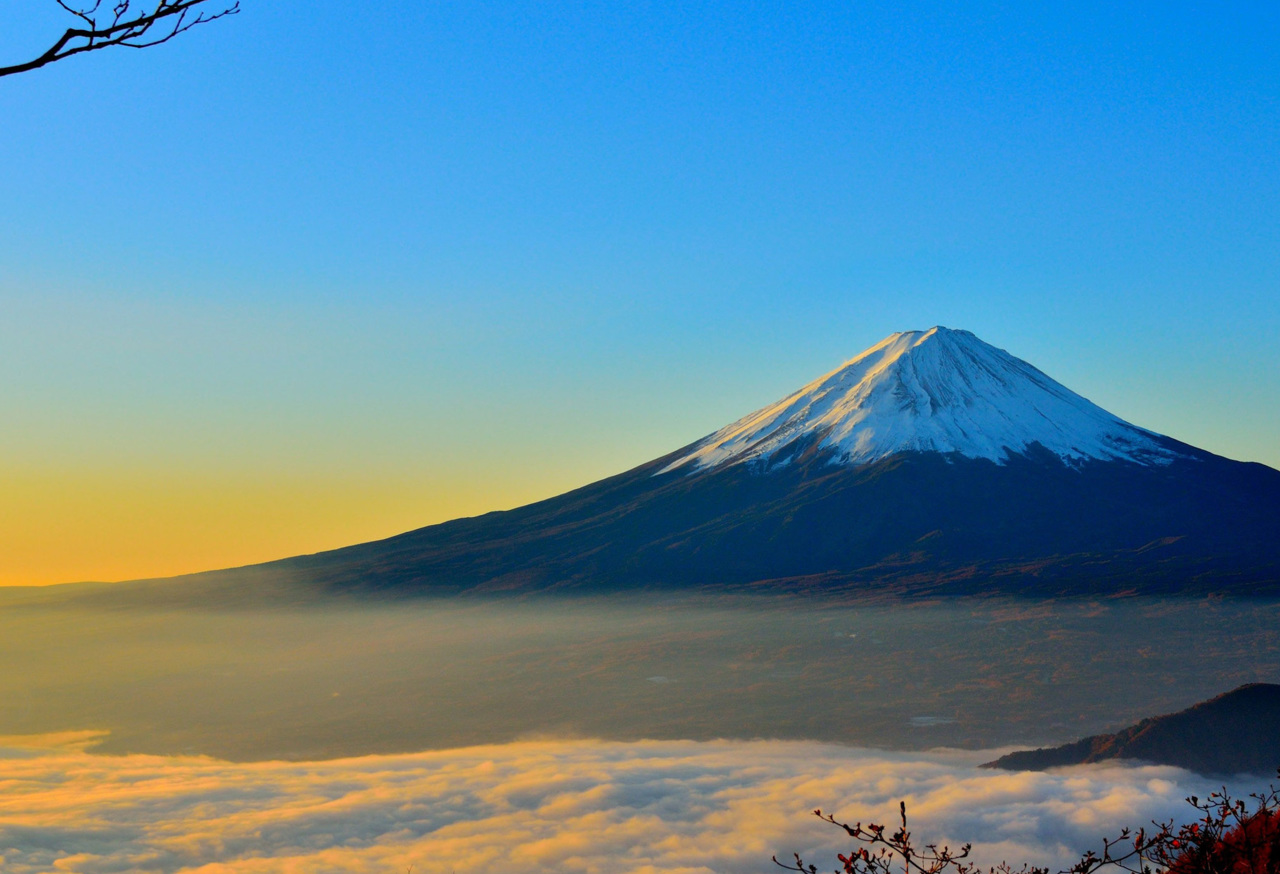 Mountain topped with snow