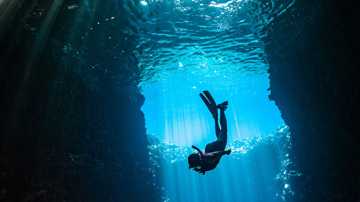 Woman diving into water