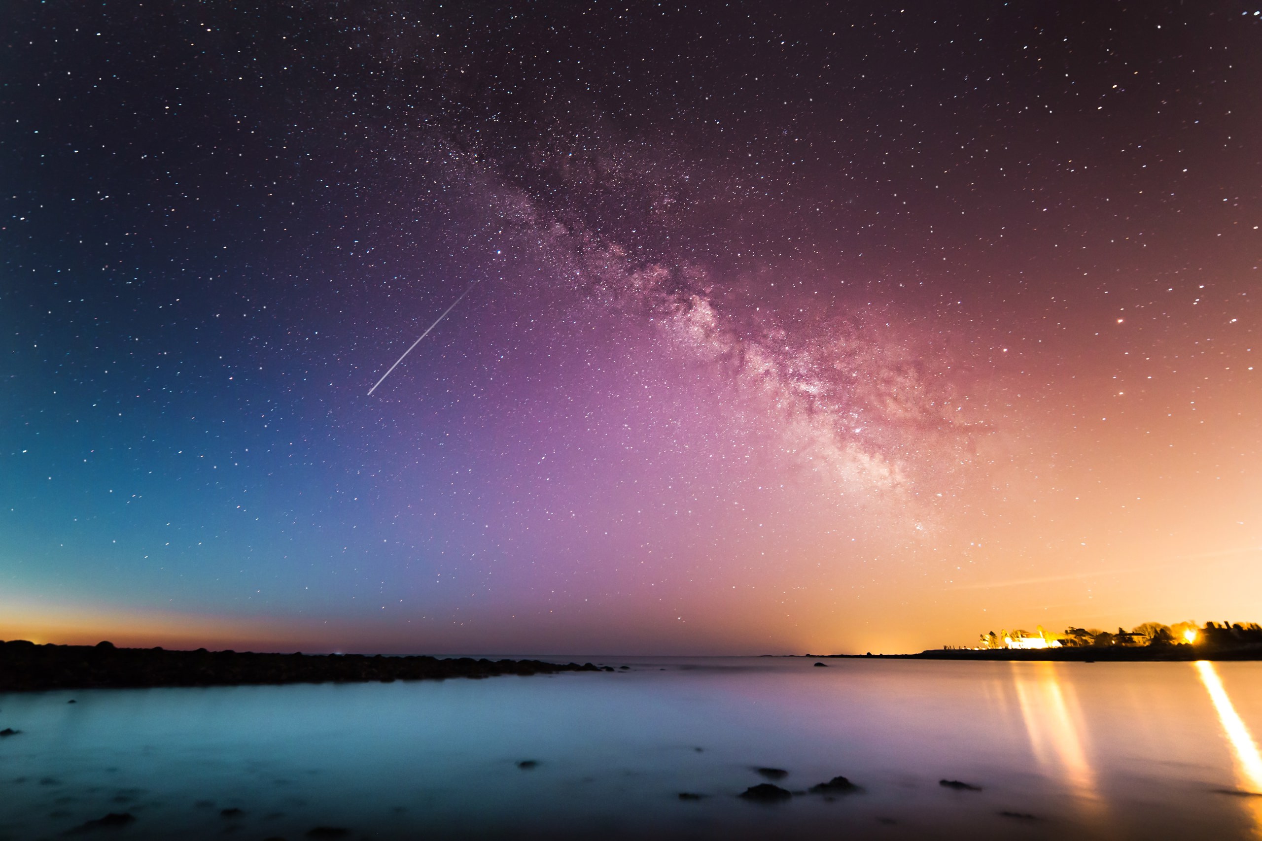 Shooting star in a starry night sky