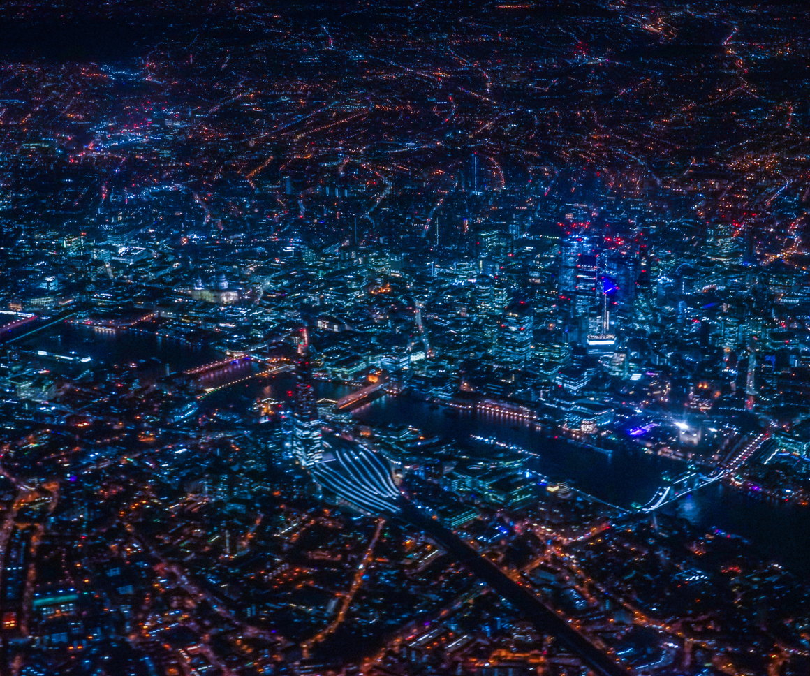 London City Lights From A Plane