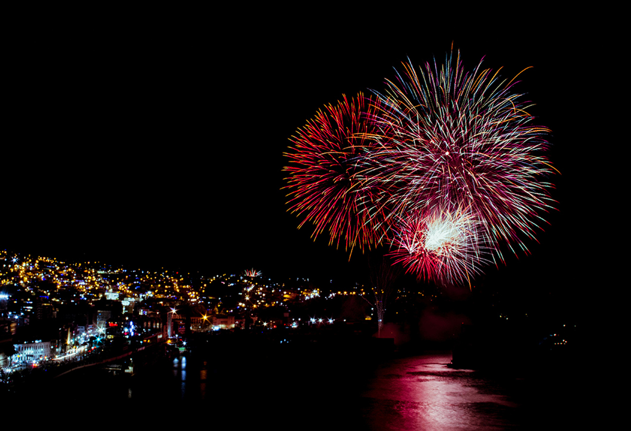 Fireworks Over Night Sky