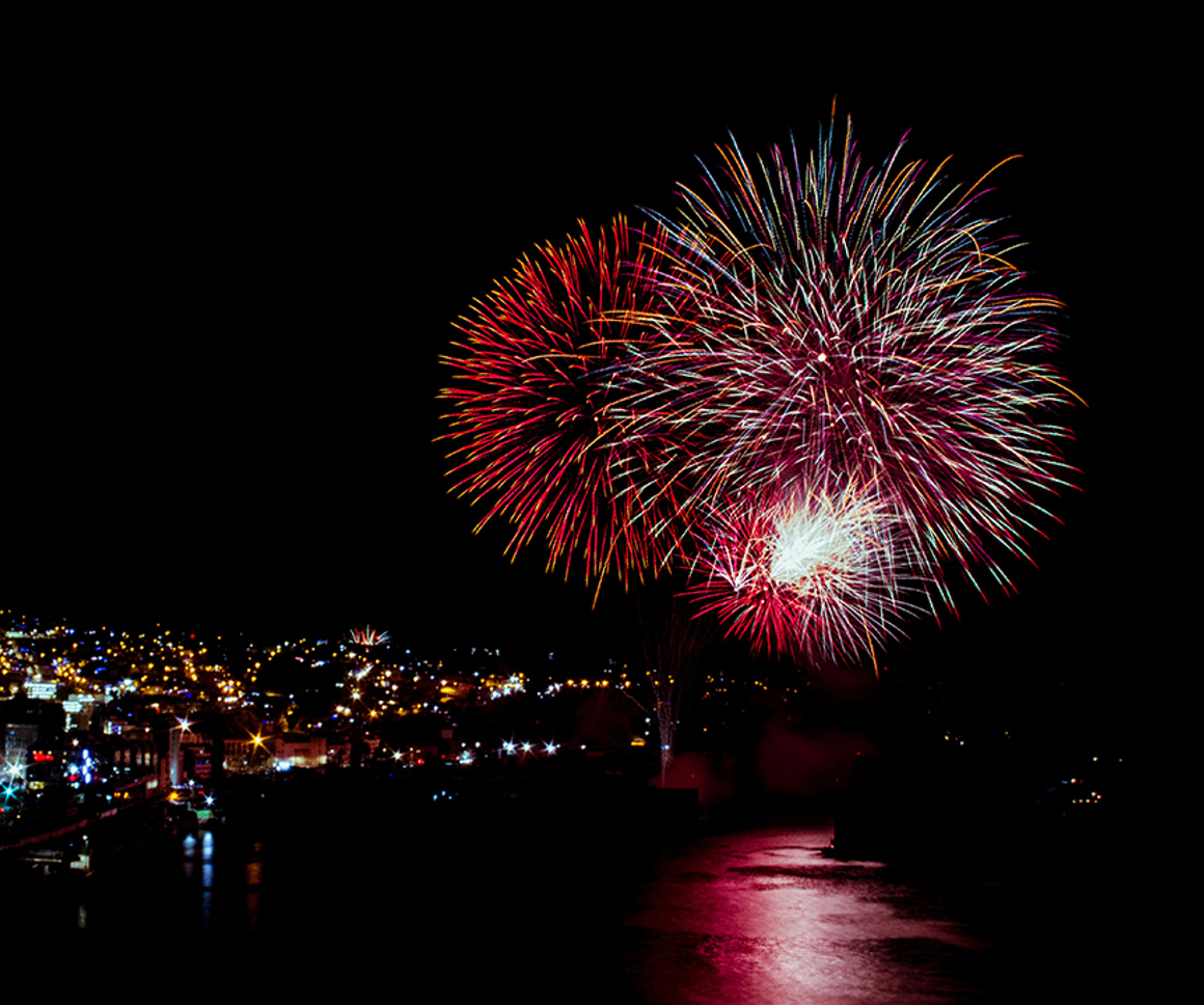 Fireworks Over Night Sky