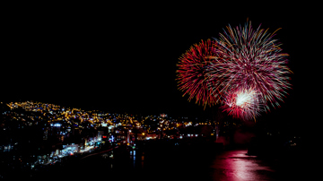 Fireworks Over Night Sky