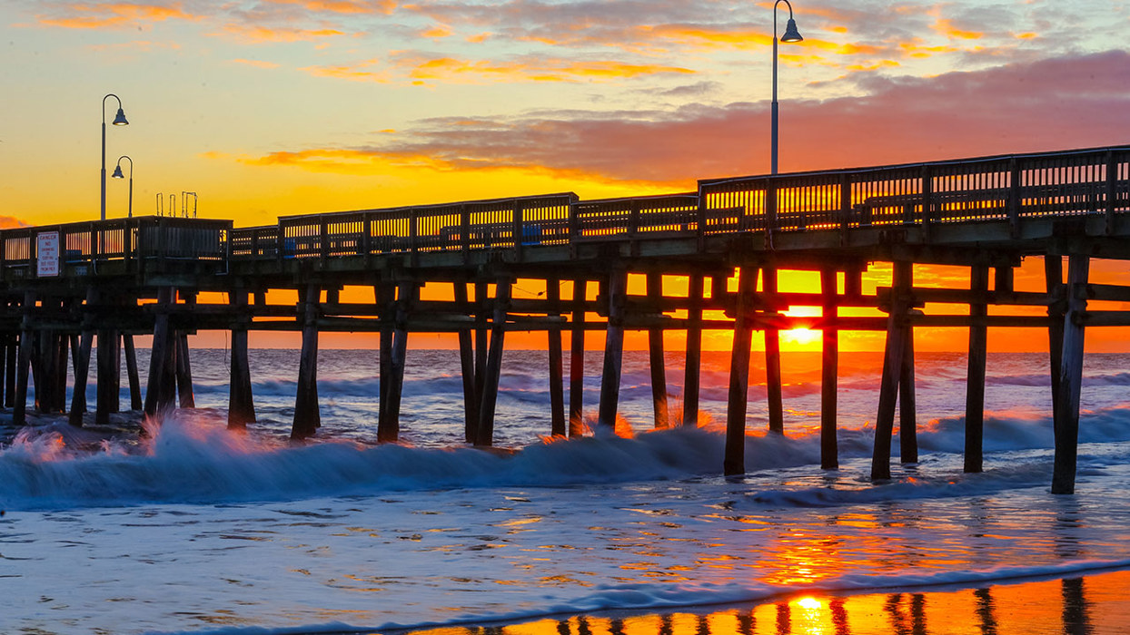 Beach Pier At Sunset