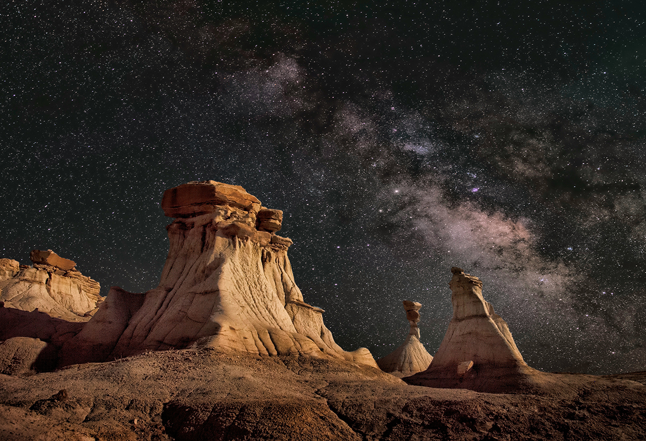 Desert under a starry sky
