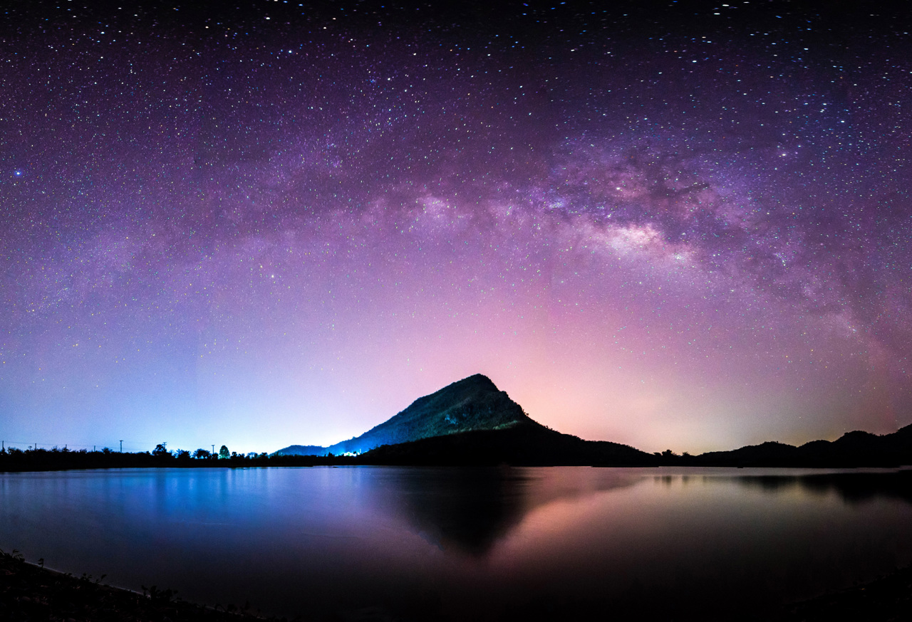 Mountain with sky full of stars