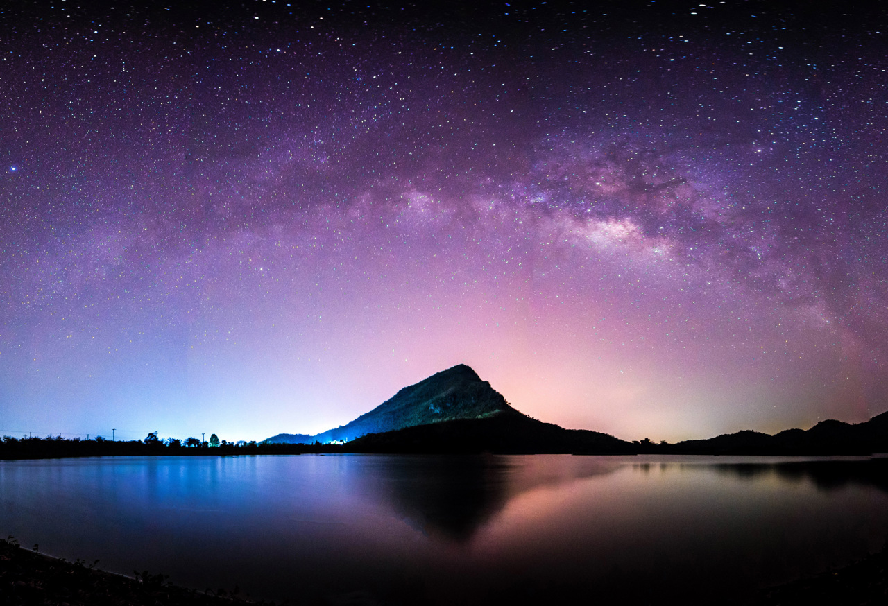 Starry sky above mountain