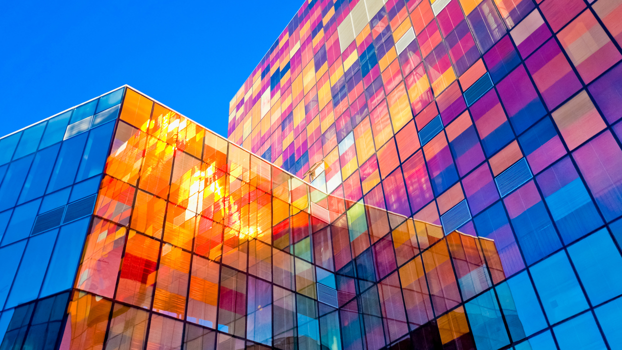 Commercial Building With Coloured Windows