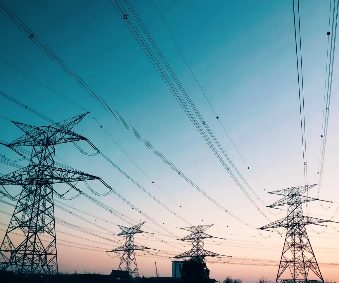 Transmission Wires Against A Dawn Sky