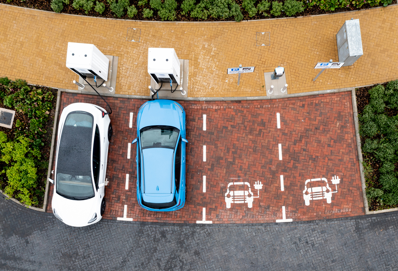 Electric Cars Charging At Public Chargepoint