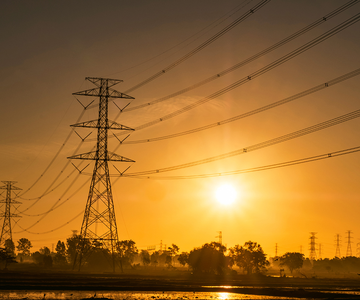 Pylons at sunset